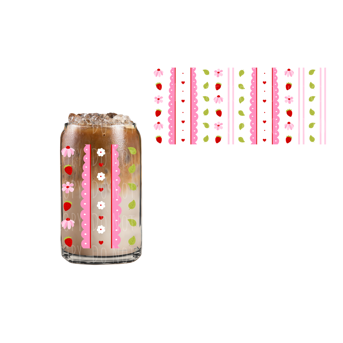 Strawberry Scalloped (DOUBLE SIDED) UVDTF 16oz cup wrap