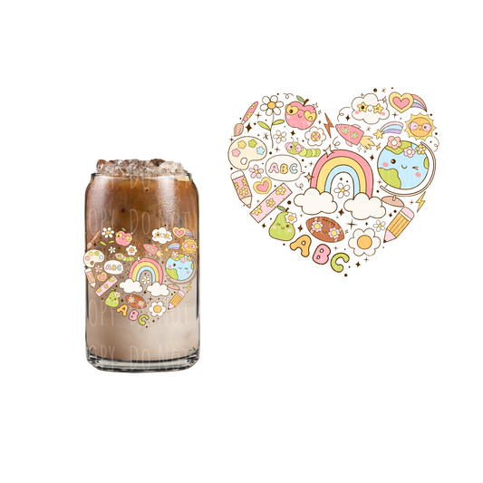 Back To School Heart (DOUBLE SIDED) UVDTF decal