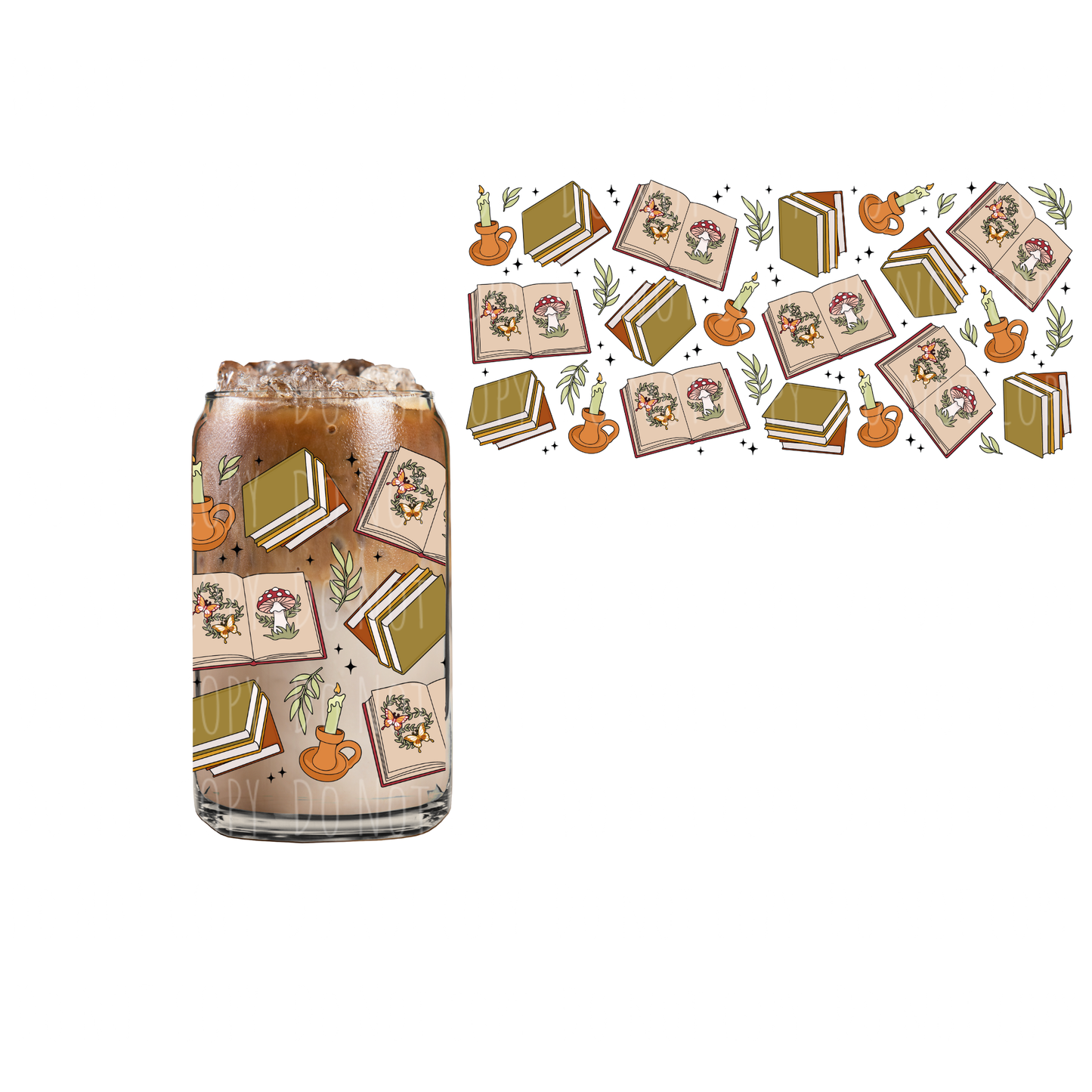 Globincore Books (DOUBLE SIDED) UVDTF 16oz cup wrap