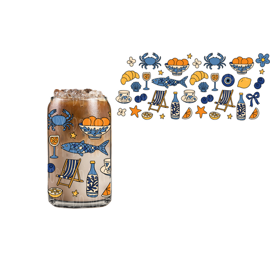 Mediterranean (DOUBLE SIDED) UVDTF 16oz cup wrap