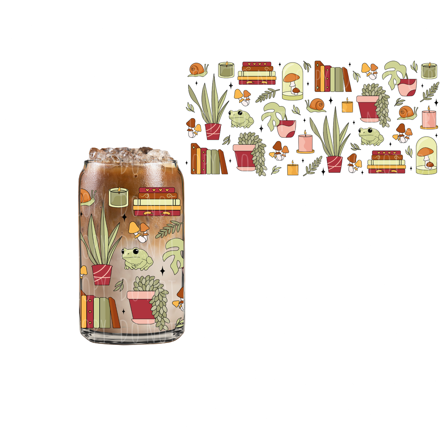 Globincore Bookshelf (DOUBLE SIDED) UVDTF 16oz cup wrap