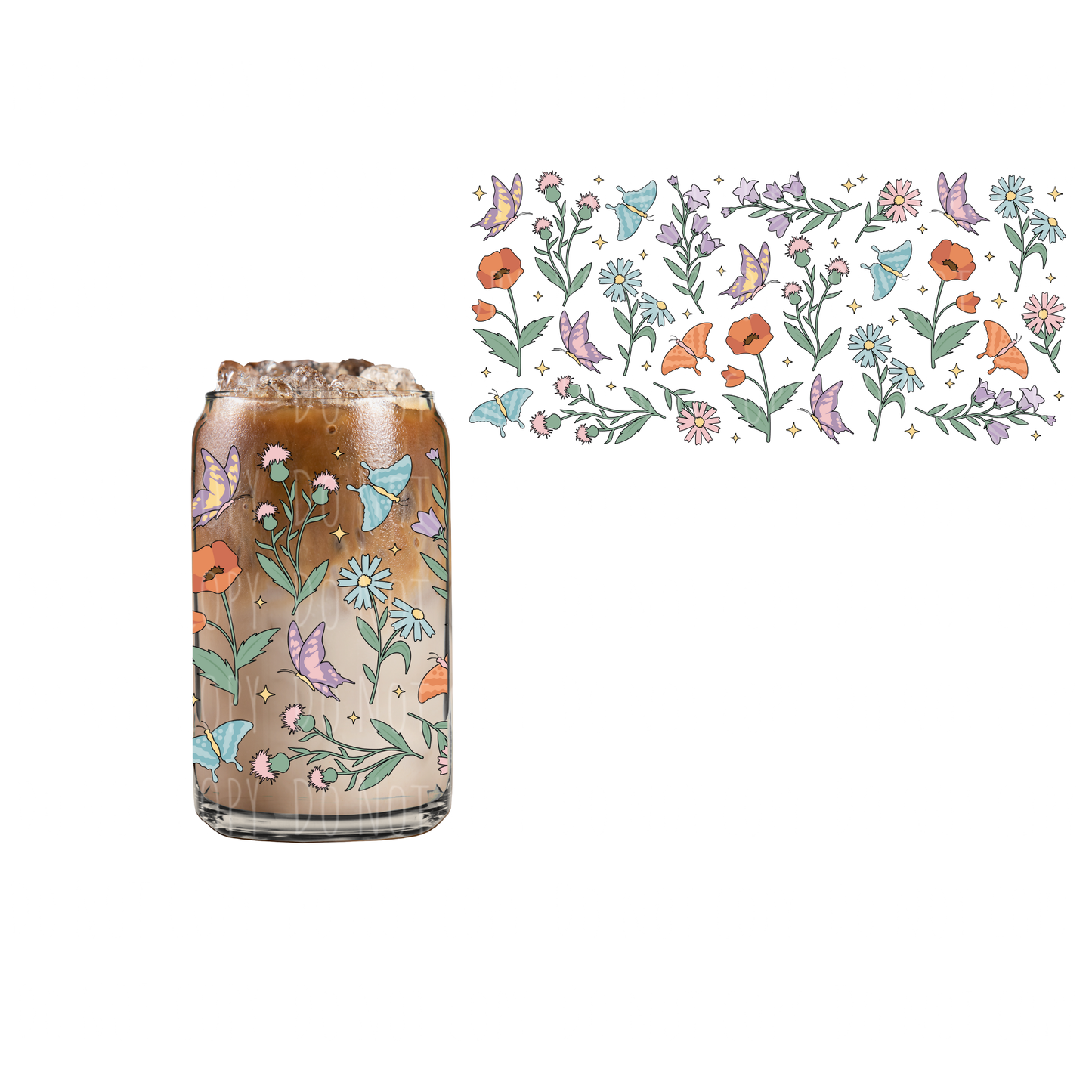 Butterfly Garden (DOUBLE SIDED) UVDTF 16oz cup wrap