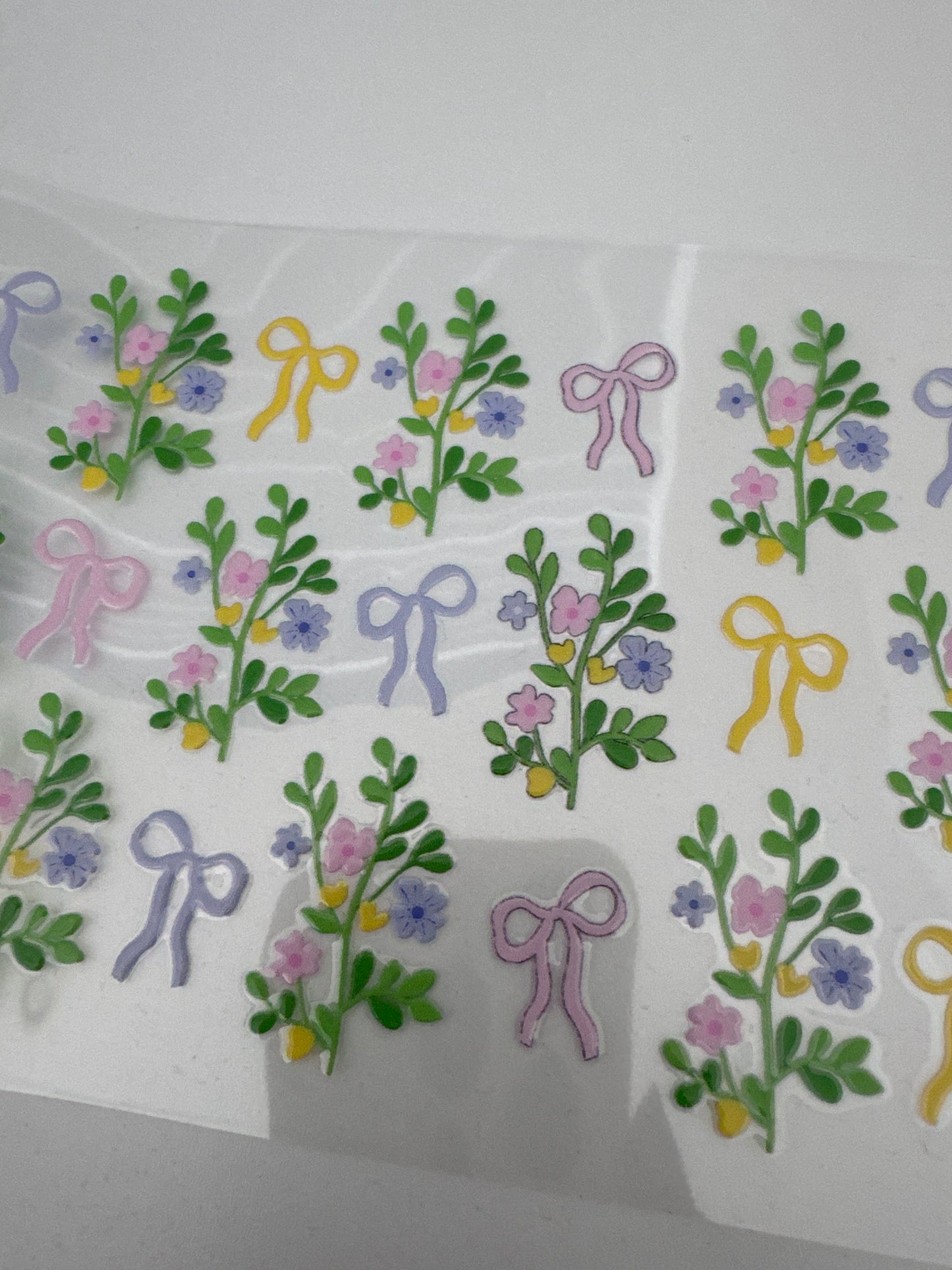 *flawed* Purple, Yellow + Pink Bows (DOUBLE SIDED) UVDTF 16oz cup wrap