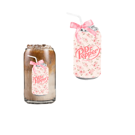 Floral Dr.Pepper (DOUBLE SIDED) UVDTF decal