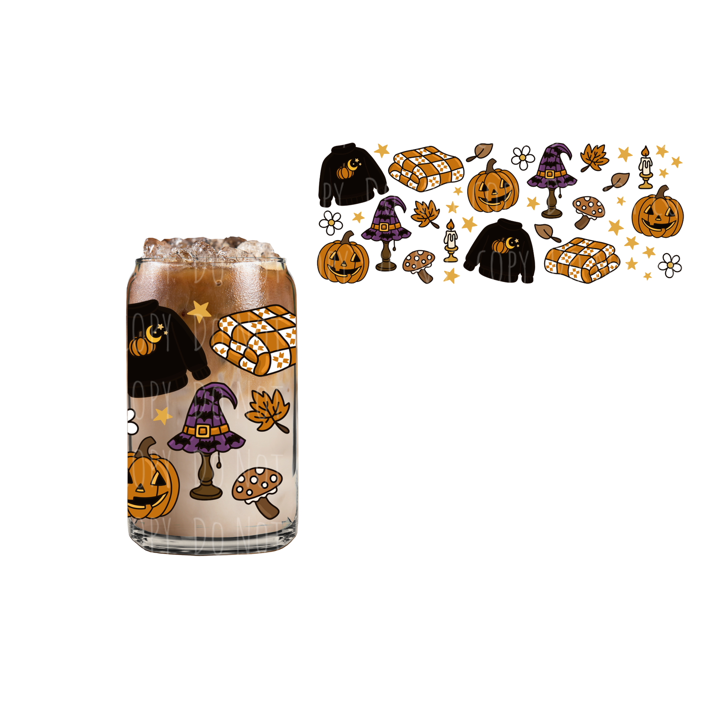 Cozy Halloween (DOUBLE SIDED) UVDTF 16oz cup wrap