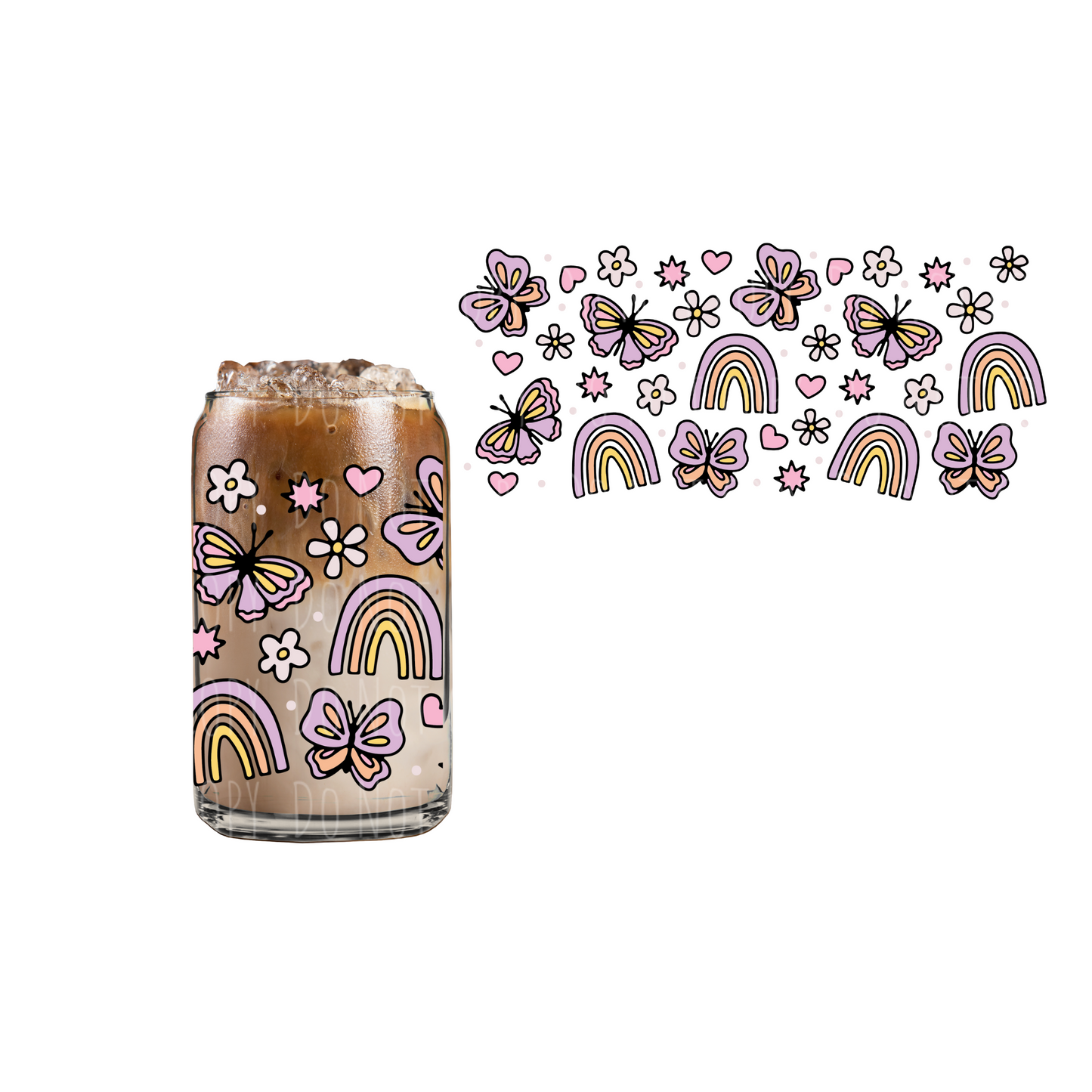 Rainbows + Butterflies  UVDTF cup wrap