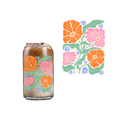 Bright Abstract Florals (DOUBLE SIDED) UVDTF decal