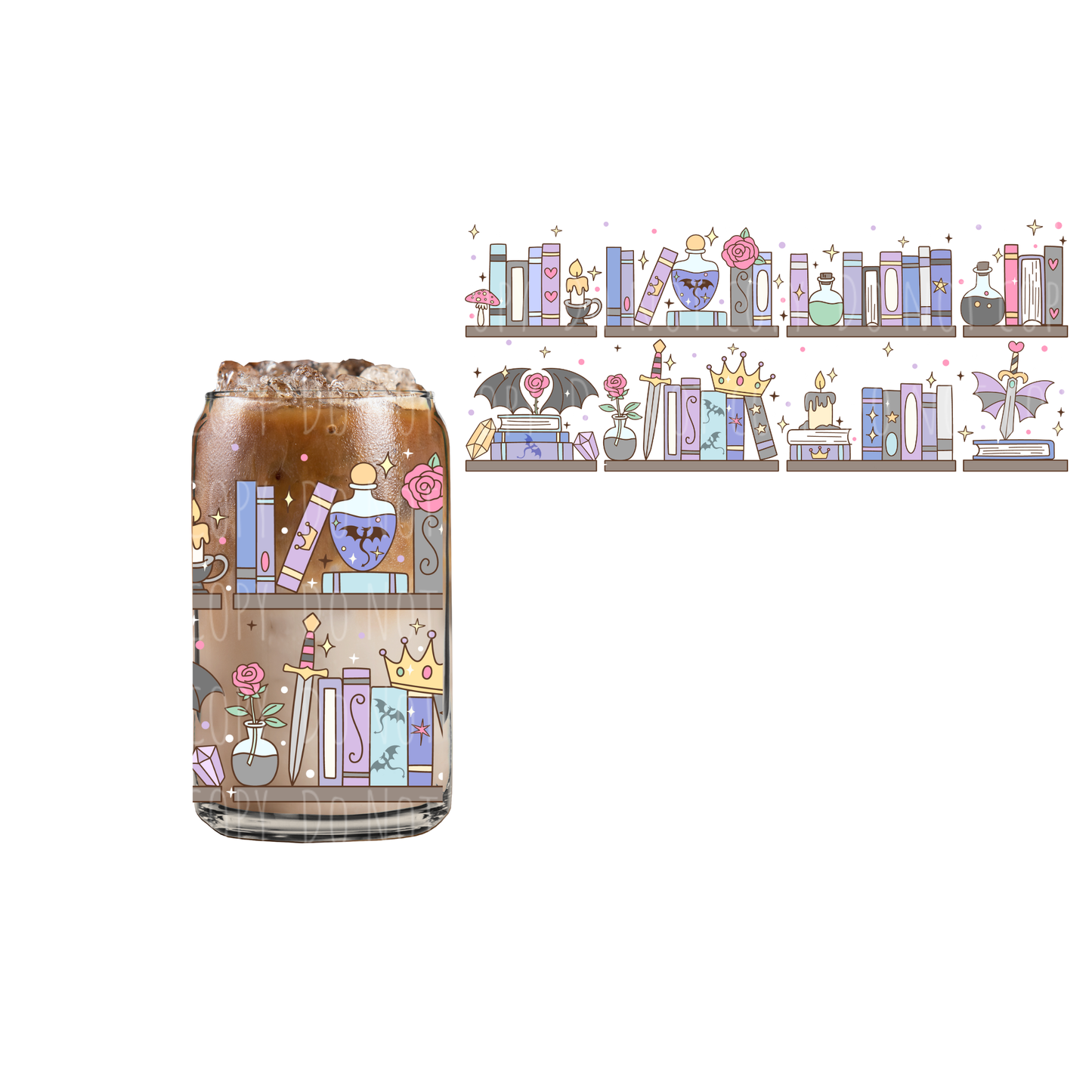 Fantasy Shelf (DOUBLE SIDED) UVDTF 16oz cup wrap
