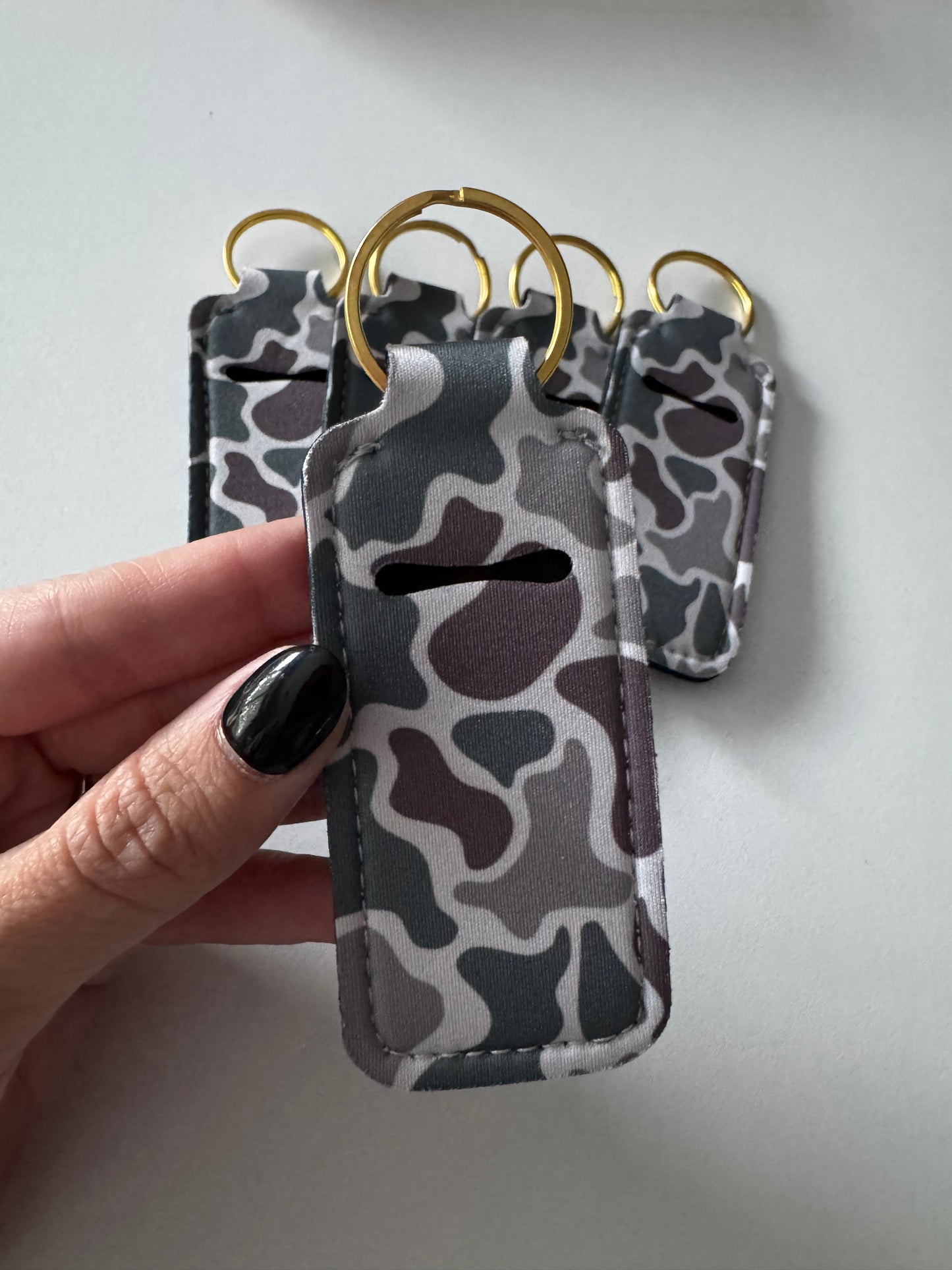 Camo Chapstick Holder Keychains (Pack of 5)