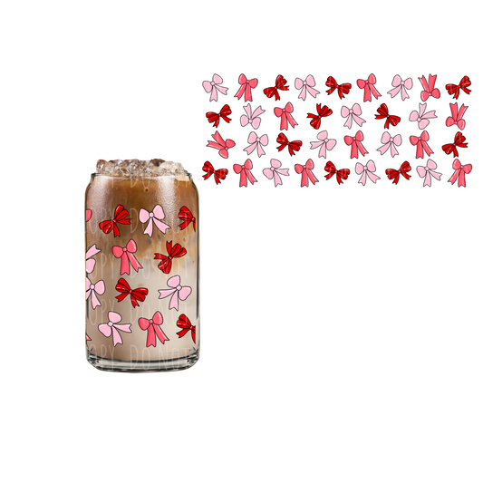 Red, Pink + Light Pink Bows (DOUBLE SIDED) UVDTF 16oz cup wrap