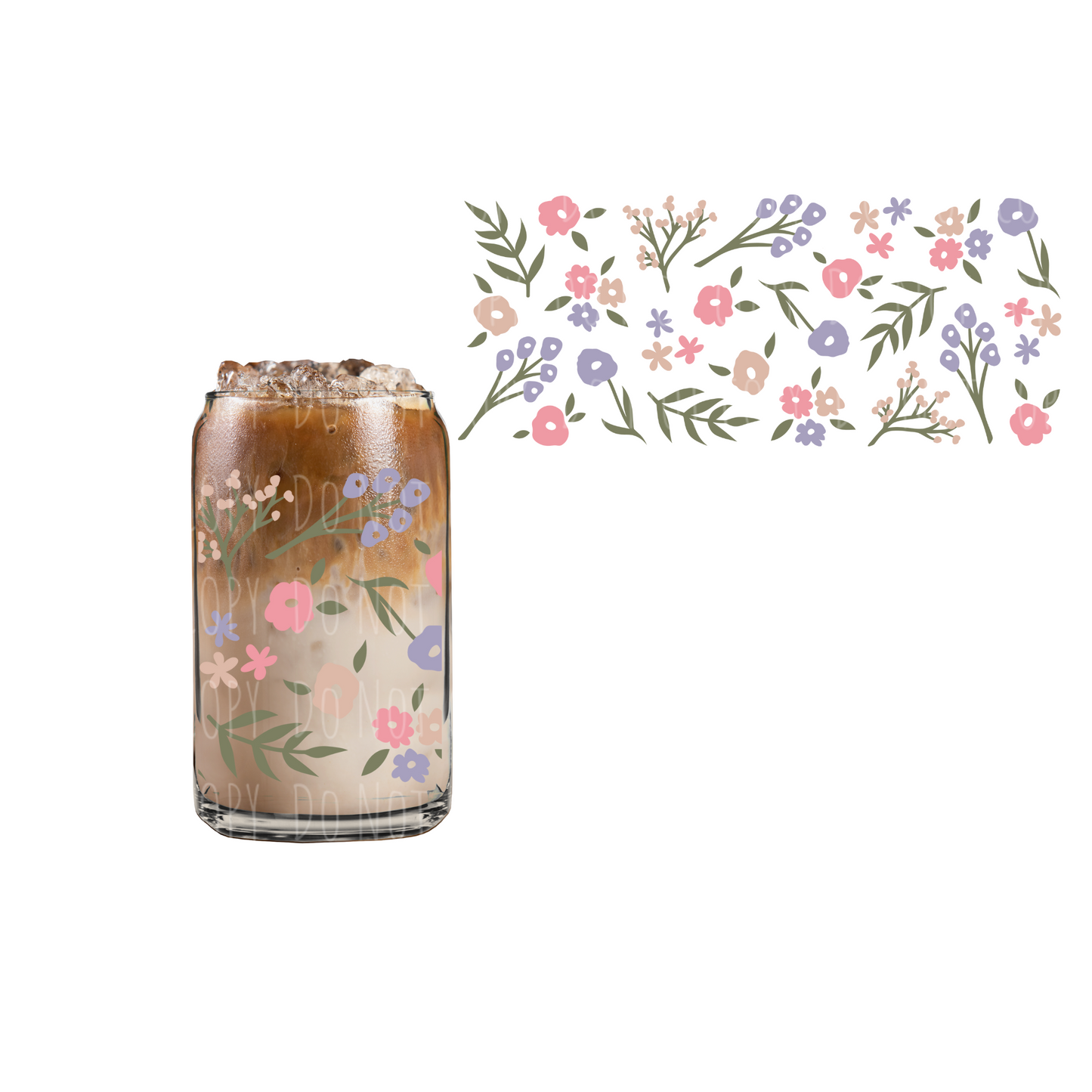 Pink + Lavender Florals (DOUBLE SIDED) UVDTF cup wrap