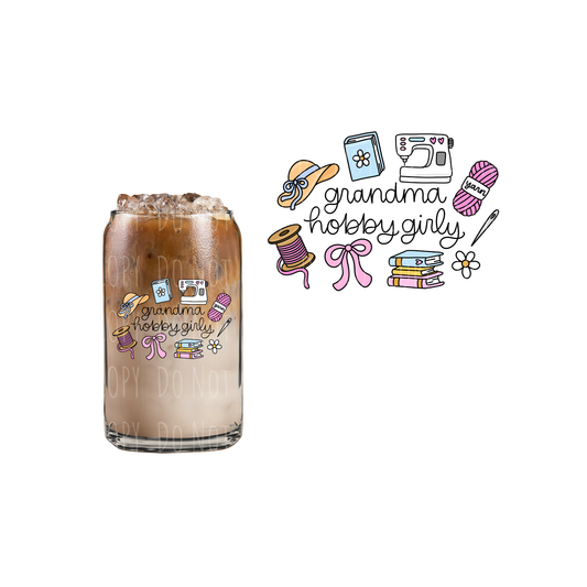 Grandma Hobby Girly (DOUBLE SIDED) UVDTF decal