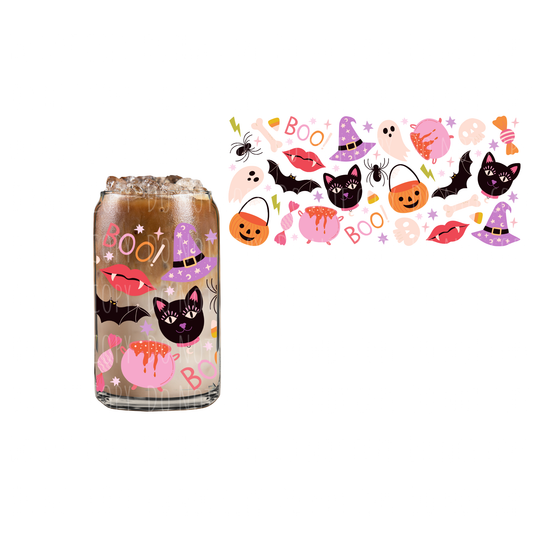 Boo! Cute + Spooky (DOUBLE SIDED) UVDTF 16oz cup wrap