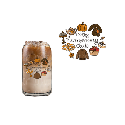Cozy Homebody Club (DOUBLE SIDED) UVDTF decal