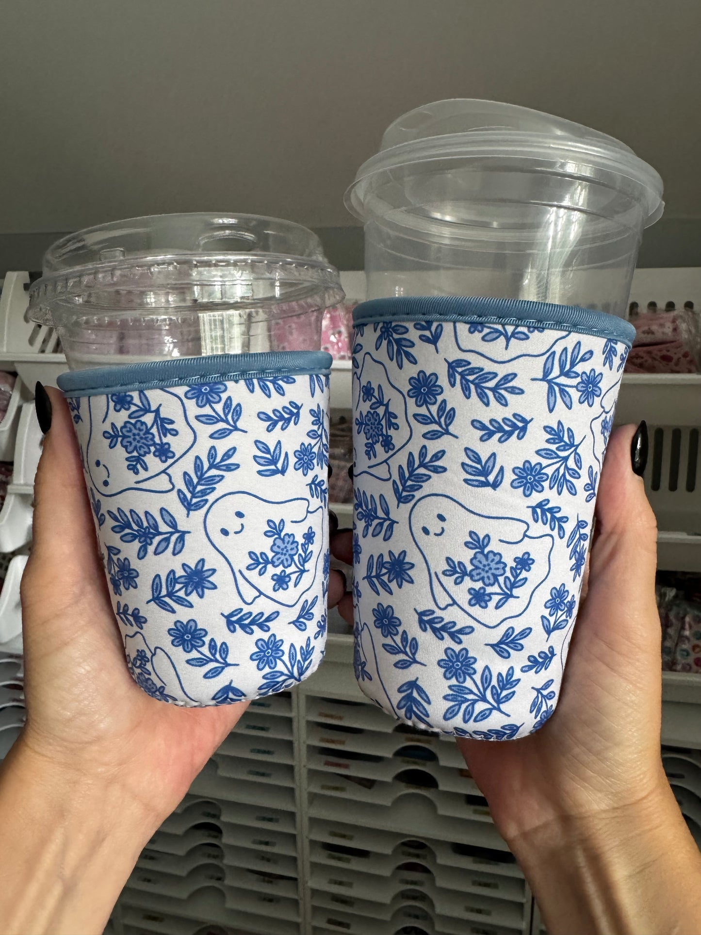 Blue Ghostie Floral Coffee Sleeves (Pack of 5)