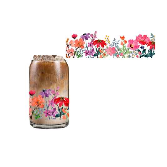 Vintage Painted Flowers (DOUBLE SIDED) UVDTF cup wrap