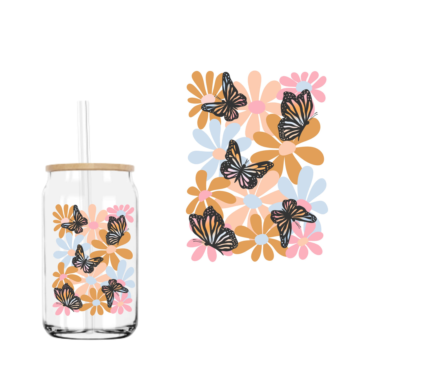 Butterflies + Florals (DOUBLE SIDED) UVDTF decal