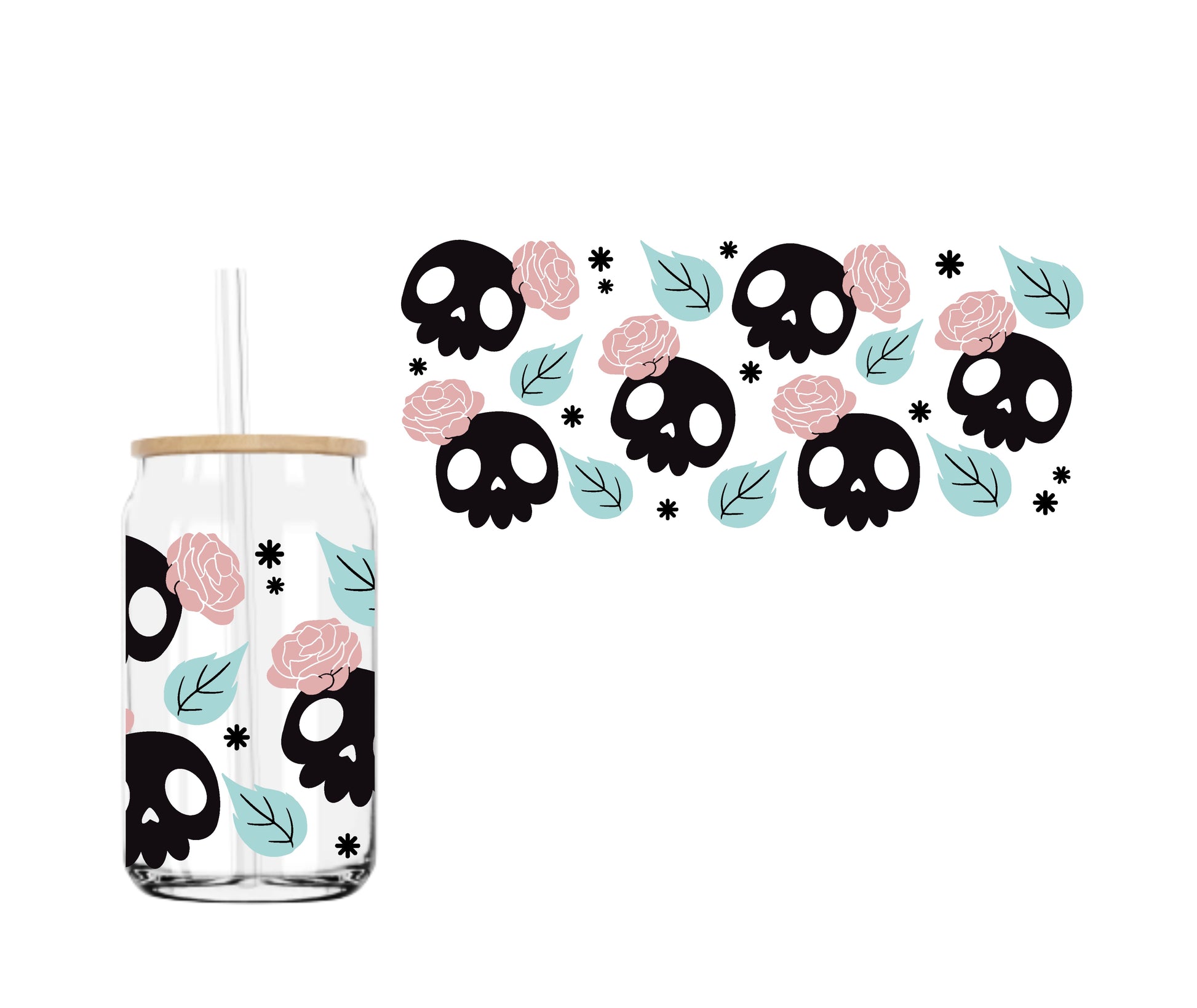 Floral Skulls UVDTF cup wrap – Parker + Rae