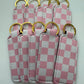 Pink+White Checkered Chapstick Holder Keychains (Pack of 5)