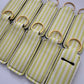 Lime Green + White Stripes Chapstick Holder Keychains (Pack of 5)