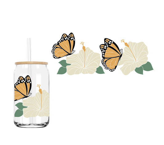 Hibiscus + Monarch (DOUBLE SIDED) UVDTF cup wrap