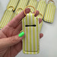 Lime Green + White Stripes Chapstick Holder Keychains (Pack of 5)