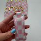 Pink+White Checkered Chapstick Holder Keychains (Pack of 5)