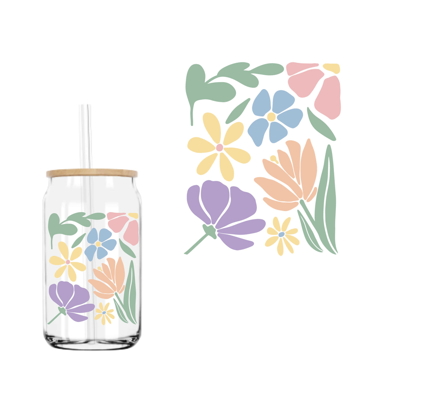 Abstract Pastel Flowers UVDTF decal