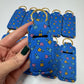 Blue With Tiny Flowers Chapstick Holder Keychains (Pack of 5)
