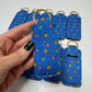 Blue With Tiny Flowers Chapstick Holder Keychains (Pack of 5)