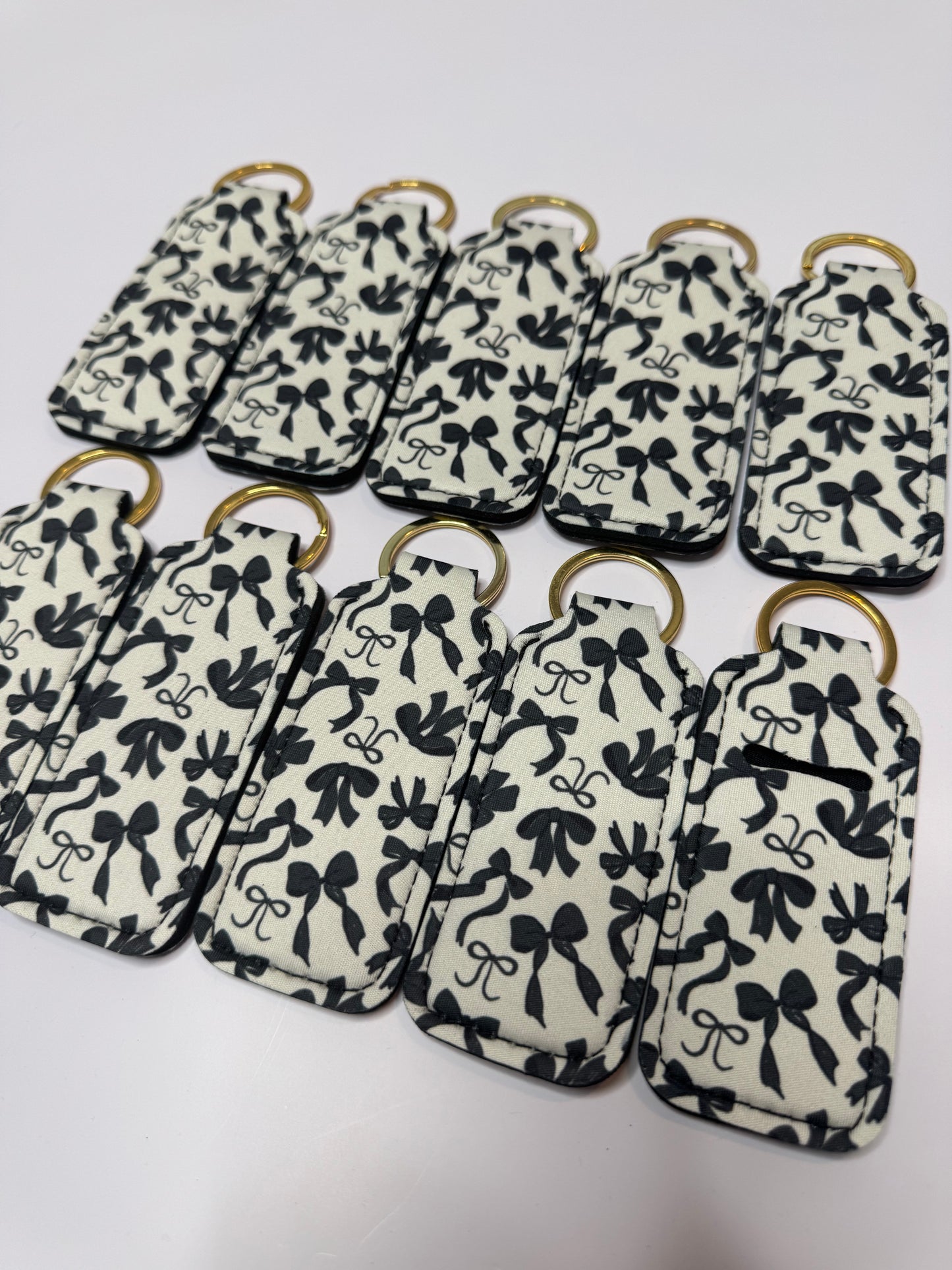 Black Bows Chapstick Holder Keychains (Pack of 5)