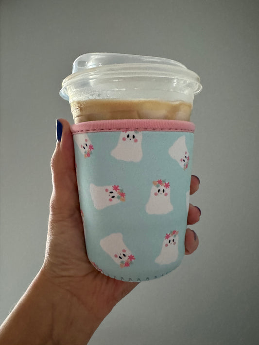 Mint Floral Ghosties Small Coffee Coozies(Pack of 5)