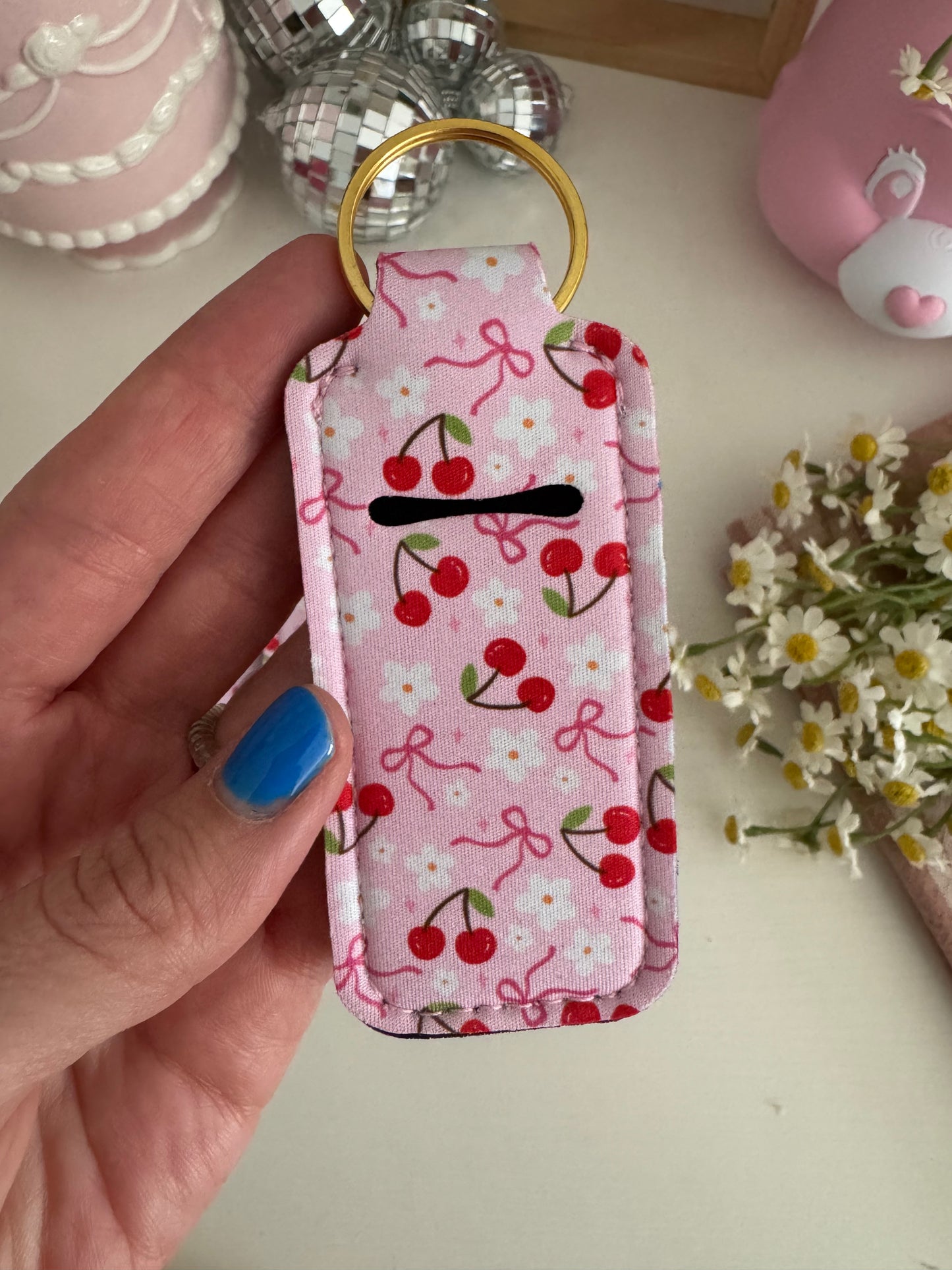 Cherry Crush Chapstick Holder Keychains (Pack of 5)