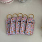 Pastel Florals + Stripes Chapstick Holder Keychains (Pack of 5)