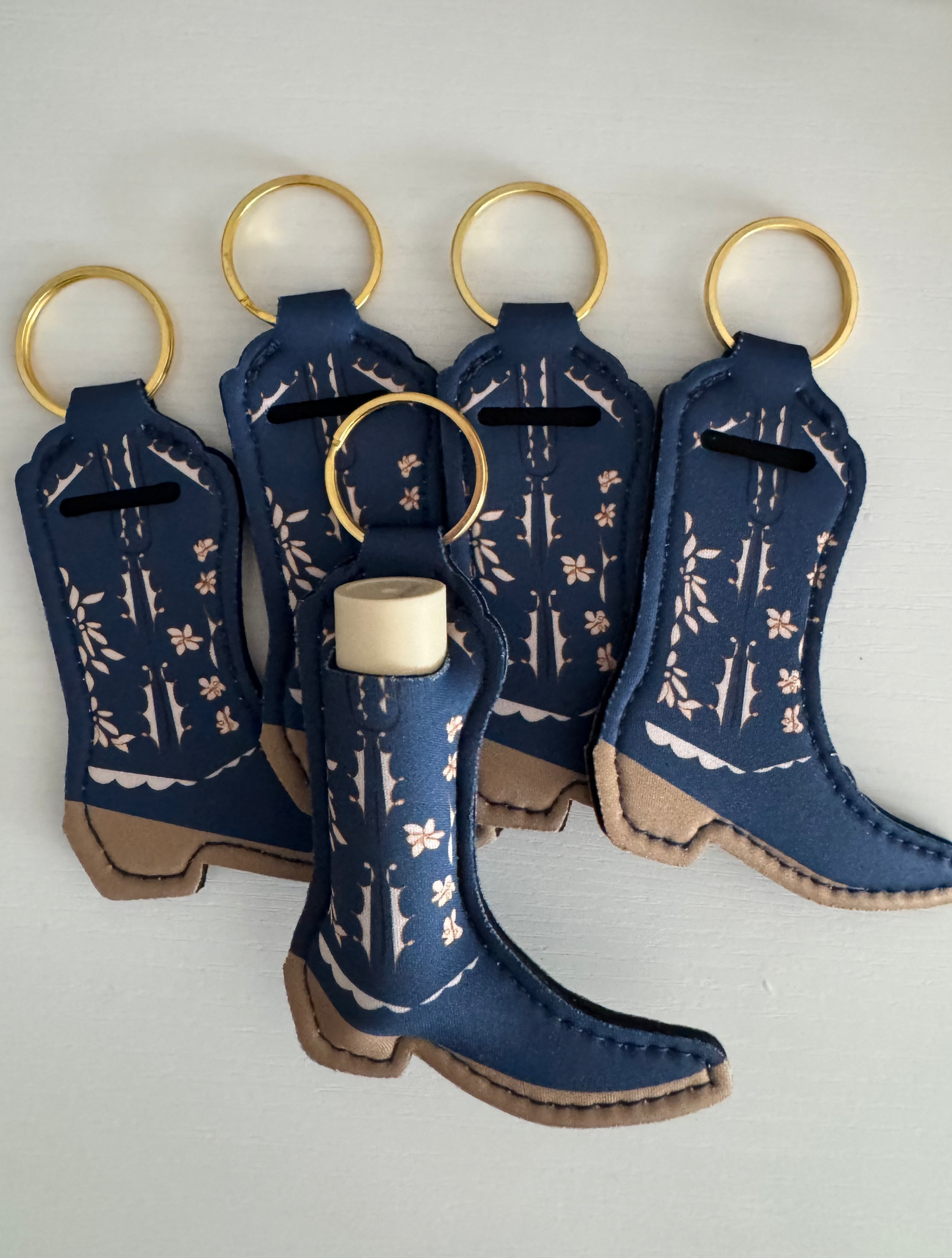 Navy Boot Chapstick Holder Keychains (Pack of 5)