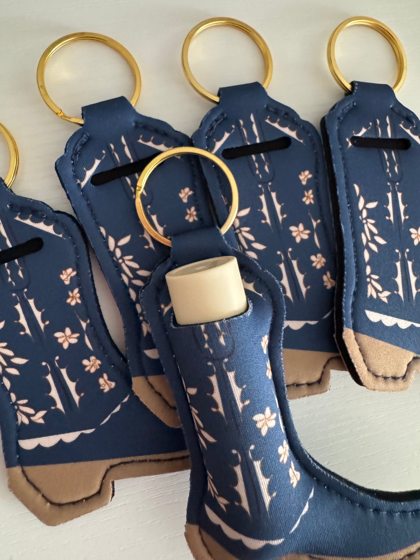 Navy Boot Chapstick Holder Keychains (Pack of 5)