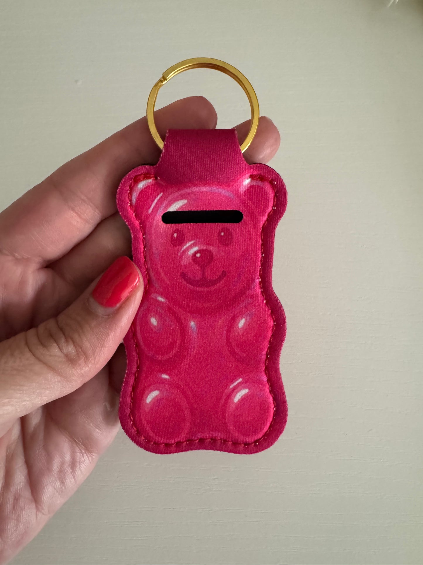 Rainbow Gummy Bear Chapstick Holder Keychains (Pack of 5)