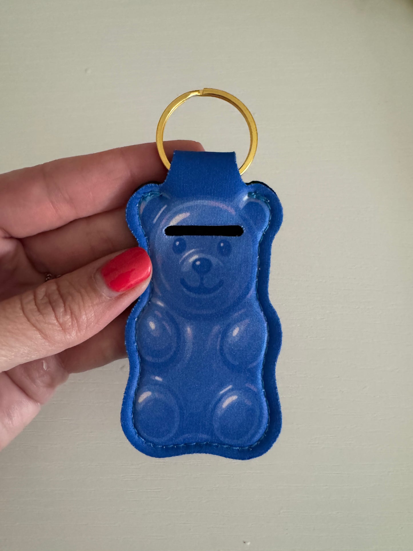 Rainbow Gummy Bear Chapstick Holder Keychains (Pack of 5)