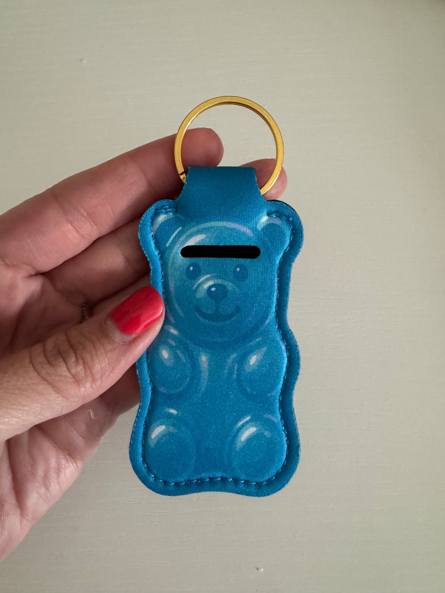 Rainbow Gummy Bear Chapstick Holder Keychains (Pack of 5)