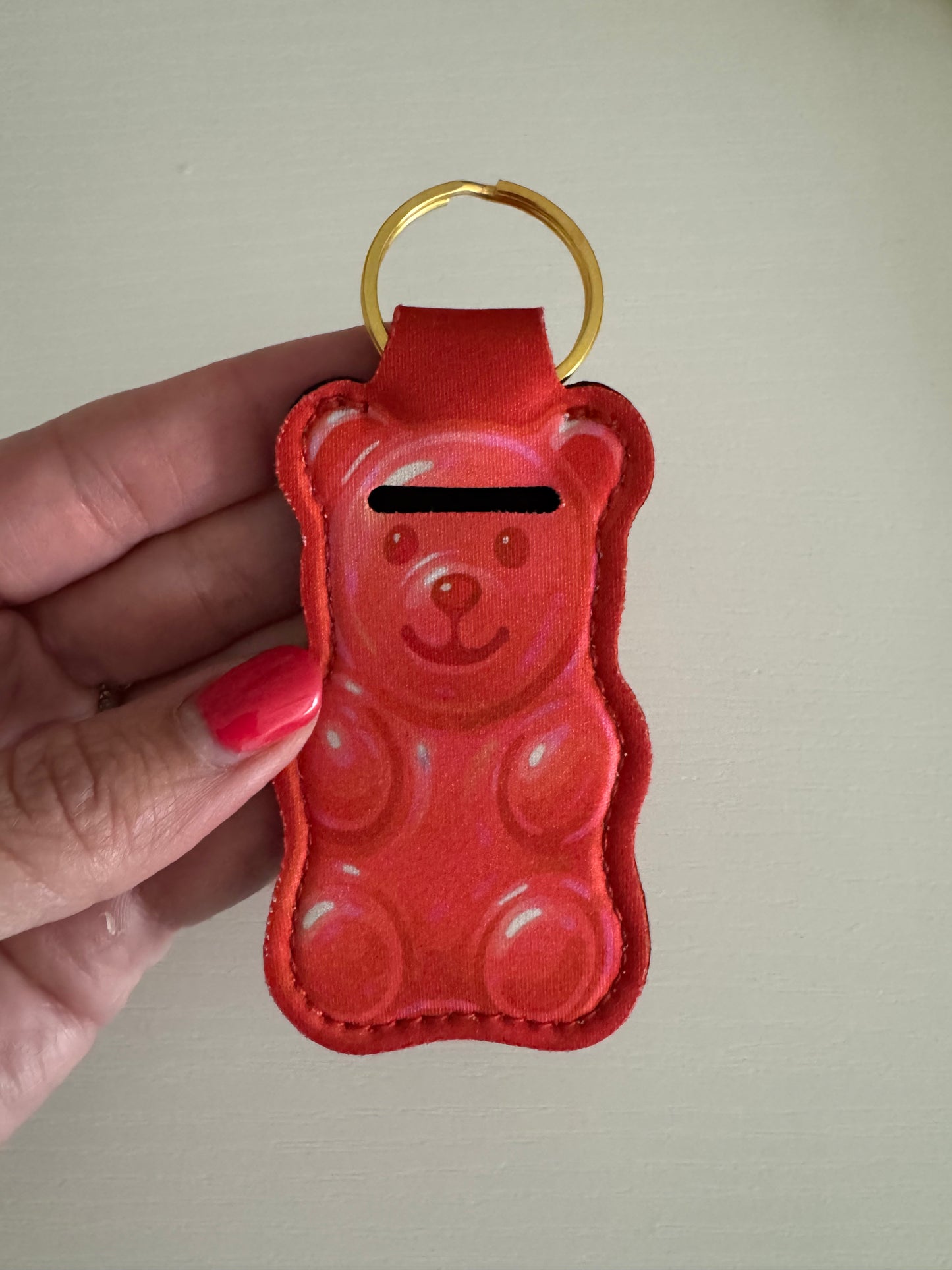 Rainbow Gummy Bear Chapstick Holder Keychains (Pack of 5)