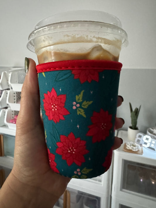 Christmas Floral Holly SMALL Coffee Coozies (Pack of 5)