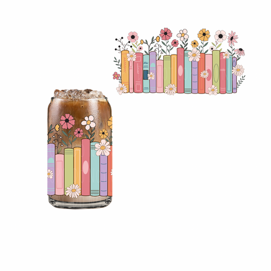 Pretty Floral Books (DOUBLE SIDED) UVDTF cup wrap