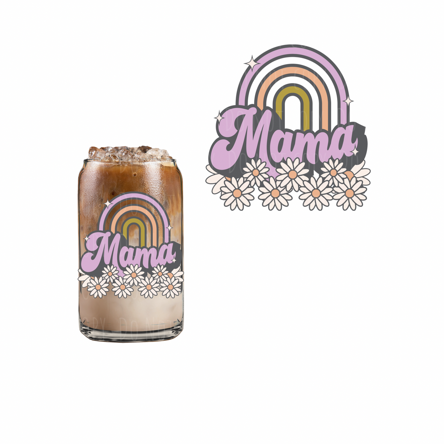 Mama Daisy Rainbow UVDTF decal