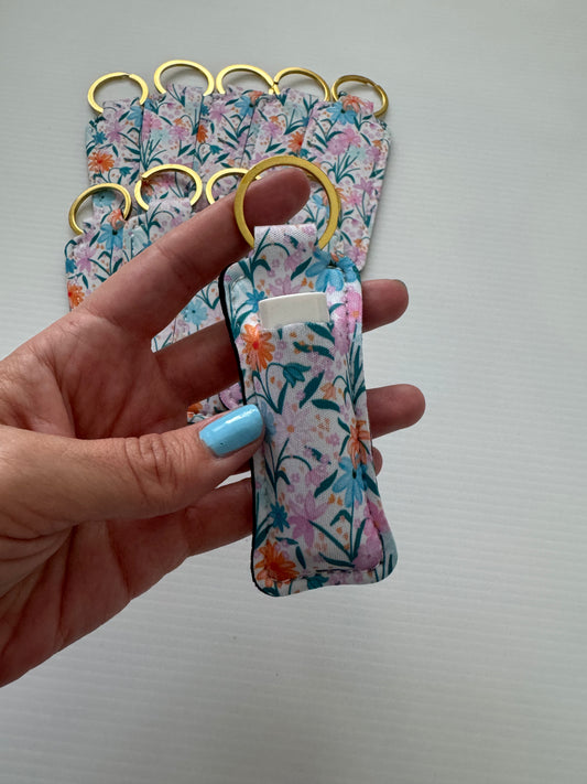 Pastel Florals Chapstick Holder Keychains (Pack of 5)