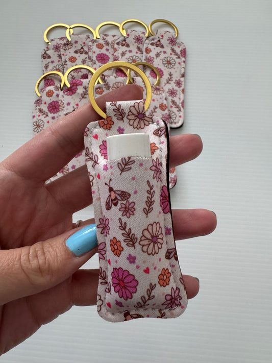 Bee's + Flowers Chapstick Holder Keychains (Pack of 5)