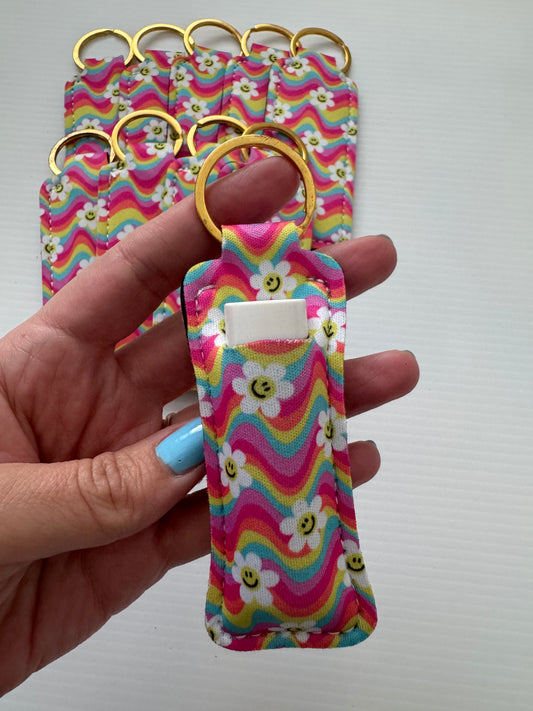 Wavy Daisy Chapstick Holder Keychains (Pack of 5)