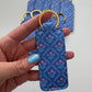 Blue Floral Trellis Chapstick Holder Keychains (Pack of 5)