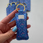 Blue Floral Trellis Chapstick Holder Keychains (Pack of 5)