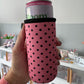 Pink With Black Polka Dots Tall Can Coozies