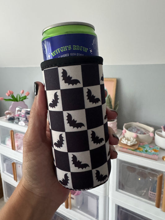 Checkered Bats Tall Can Coozies